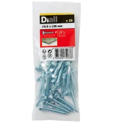 Diall Vis Pour Métal-Vis zinguée autoperceuses à tête hexagonale, 5,5x38 mm - 25 pièces