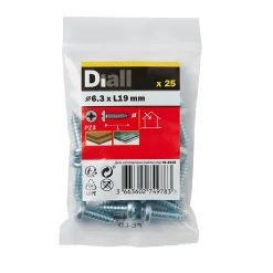 Diall Vis Pour Métal-Vis zinguée autoperceuses à tête cylindrique, 6,3x19 mm - 25 pièces