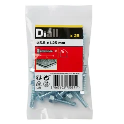 Diall Vis zinguée autoperceuses à tête hexagonale, 5,5x25 mm - 25 pièces