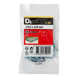 Diall Vis zinguée autoperceuses à tête Philips 4,8x19 mm, 25 pièces