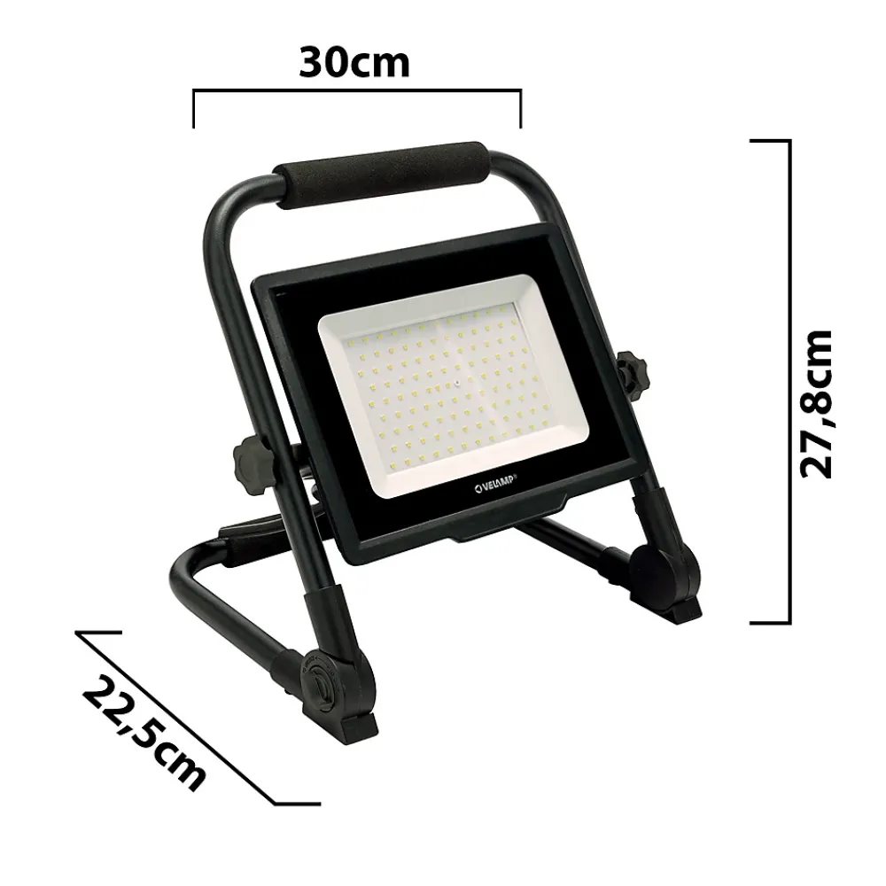 Velamp Lampe Torche-WAINGRO 50W : Projecteur de travail LED SMD 50W avec support de terre et câble 3m
