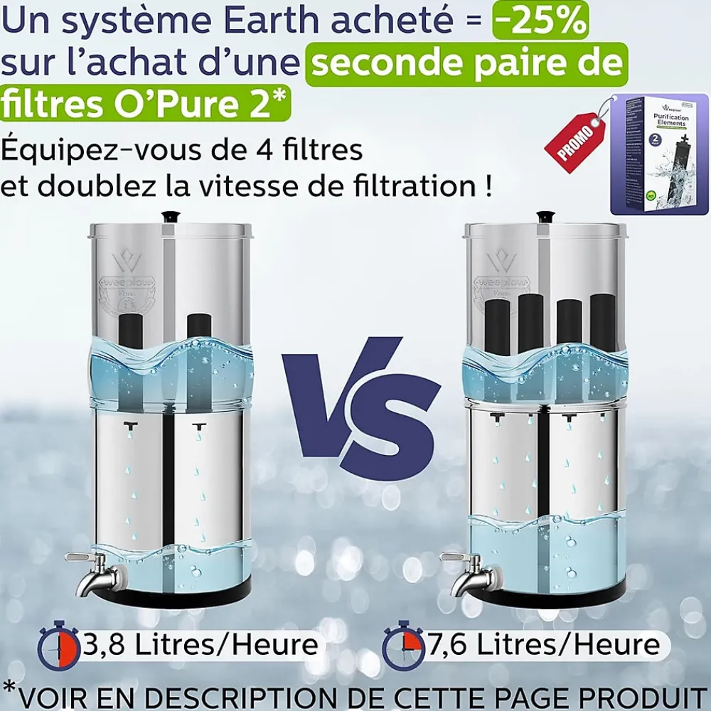Weeplow (r) Earth 8.5L Édition Essentielle - système de filtration par gravité pour eau potable