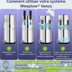 Weeplow Adoucisseur D'Eau-(r) Venus 5.6L Édition Essentielle - système de filtration par gravité pour eau potable