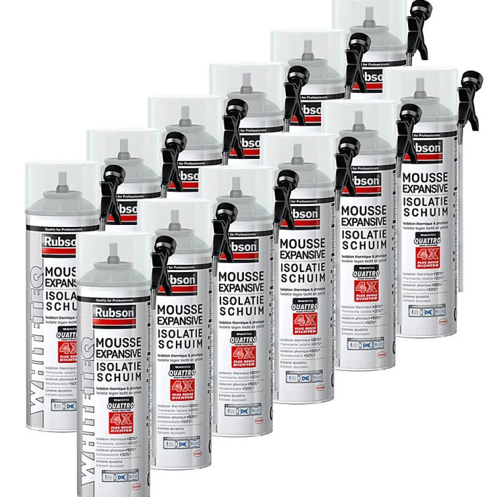 Rubson Mousse Expansive-12x aerosols mousse PU expansive 500ml WhiteTEQ