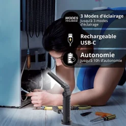 Xanlite Baladeuse-- Baladeuse LED pliable, Rechargeable USB, 200 lumens - BL200RUSB