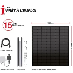 Xanlite Panneau Solaire Plug And Play-- Panneau solaire Kit Home 250W, IP67, Onduleur WIFI, Câble 3m - ENKHOME250W