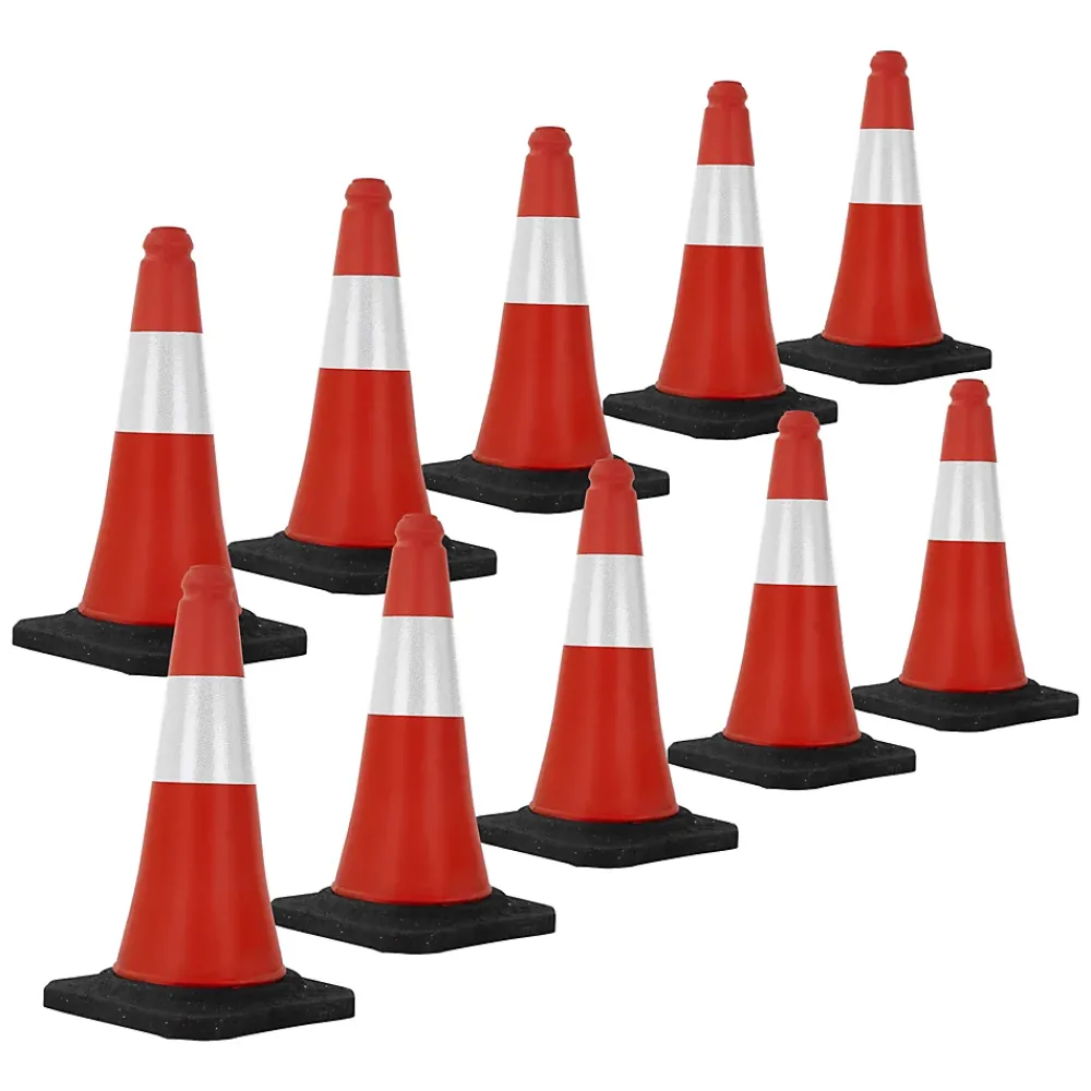 ECD Germany Panneau De Signalisation-10x Cône de signalisation routière rouge/blanc PVC 51 cm bandes réfléchissantes