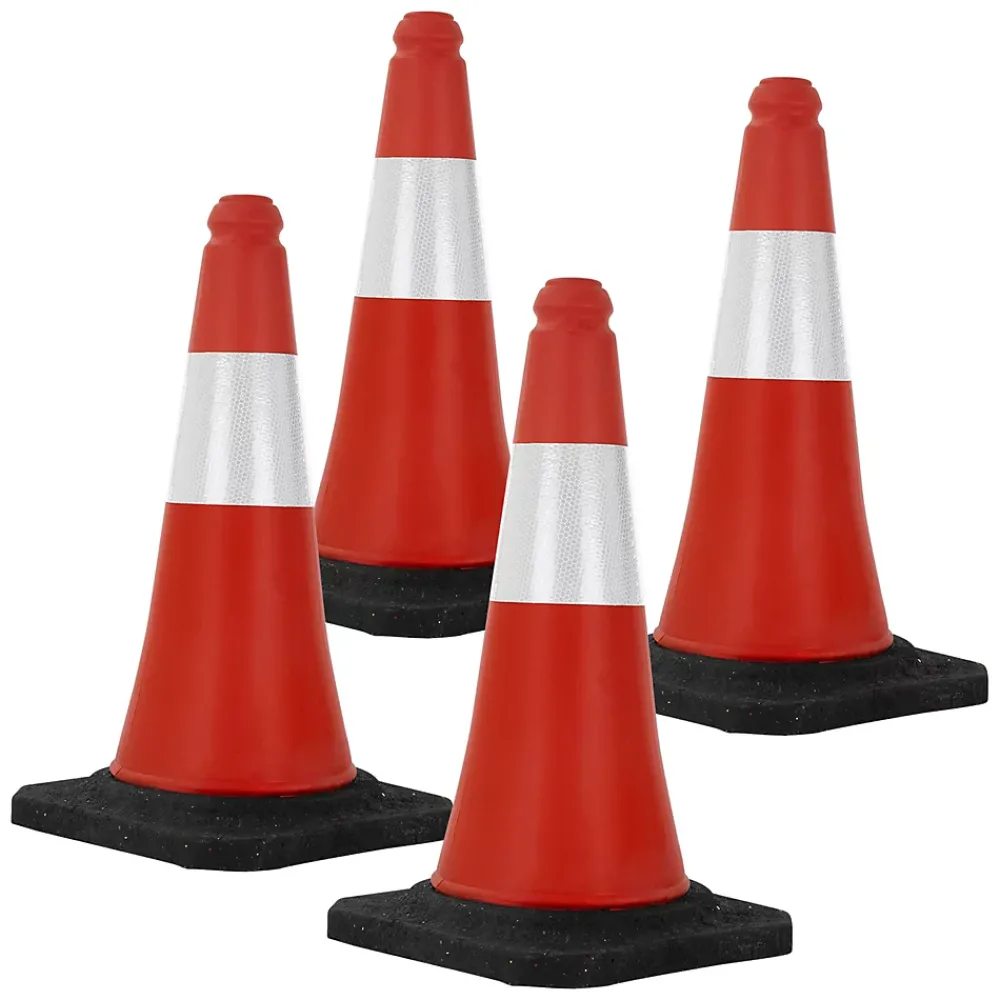ECD Germany Panneau De Signalisation-4x Cône de signalisation routière rouge/blanc en PVC 51cm bandes réfléchissantes