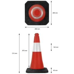 ECD Germany Panneau De Signalisation-12x Cône signalisation routière rouge/blanc en PVC 51 cm bandes réfléchissantes