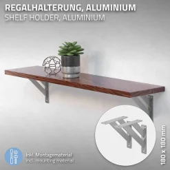 Ml-Design 2x Equerres Etagere mural support d'angle en aluminium argent