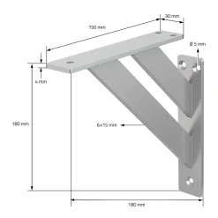 Ml-Design 4x Equerres Etagere mural support d'angle en aluminium argent