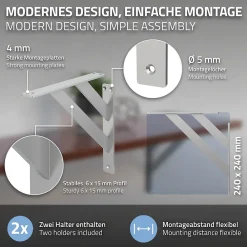 Ml-Design Equerre De Fixation-2x Equerres Etagere mural support d'angle en aluminium argent