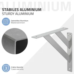 Ml-Design Equerre De Fixation-2x Equerres Etagere mural support d'angle en aluminium argent