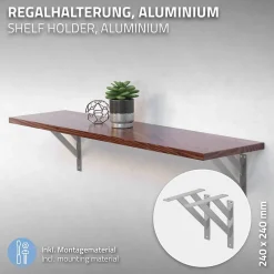 Ml-Design Equerre De Fixation-2x Equerres Etagere mural support d'angle en aluminium argent