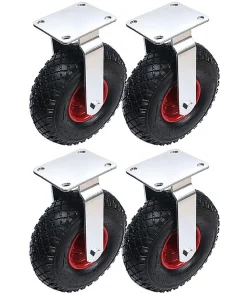 Parnells 300x4 260mm pneumatique 10 pouces roulettes en acier centre fixe gonflé (Lot de 4)