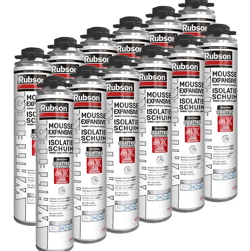 Rubson 12x Mousse expansive 750ml WhiteTeq pistolable isolation thermique et phonique