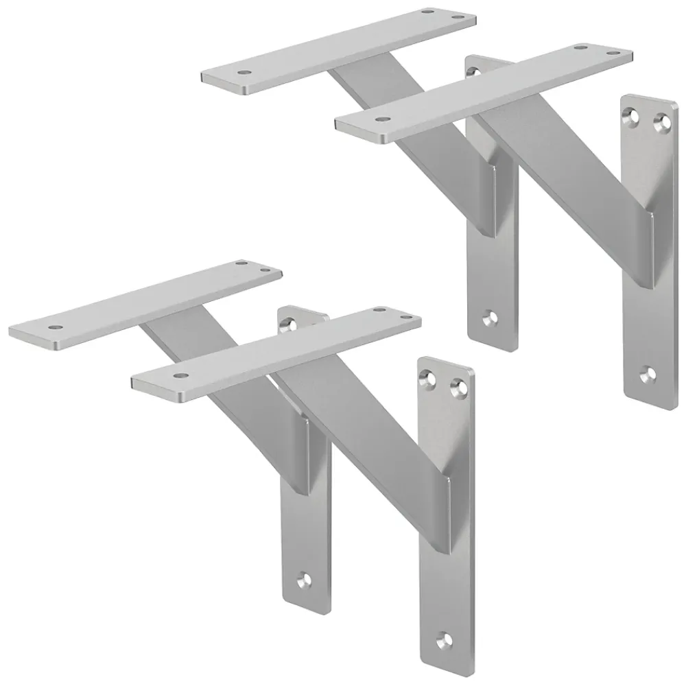 Ml-Design 4x Support Etagere murale fixation flottante aluminium argent