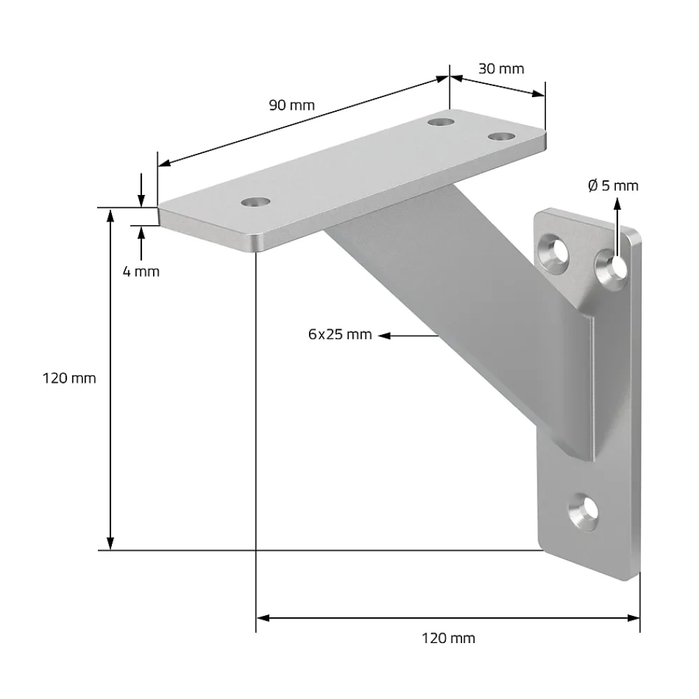 Ml-Design 4x Support Etagere murale fixation flottante aluminium argent