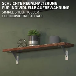 Ml-Design 4x Support Etagere murale fixation flottante aluminium argent