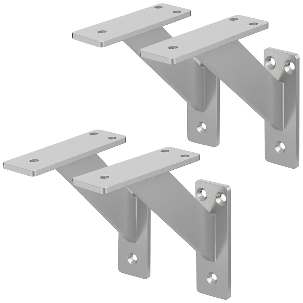 Ml-Design 4x Support Etagere murale fixation flottante aluminium argent
